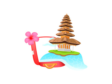 Indonesian tourism flat color vector object preview picture