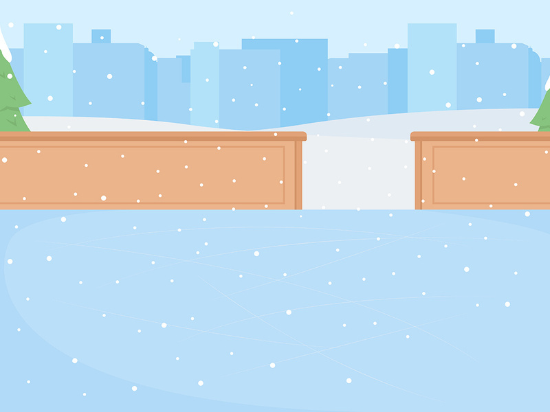 Empty ice rink flat color vector illustration