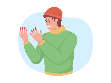 Frostbite on fingers from cold 2D vector isolated illustration preview picture