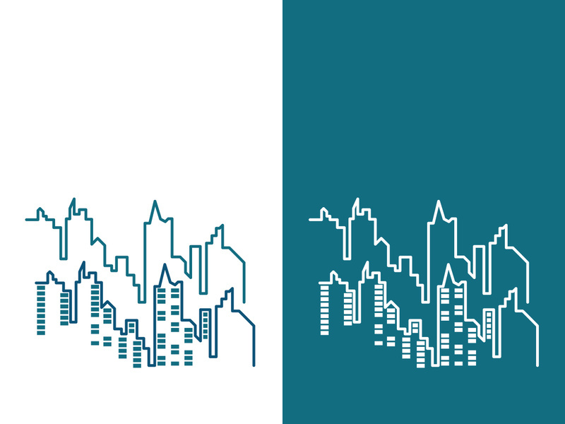 Modern city skyline icon silhouette vector illustration design