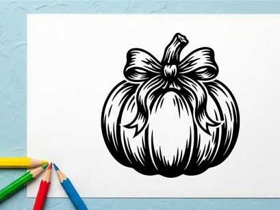Ilustração de Abóbora Preto e Branco para Decoração de Outono ou Halloween