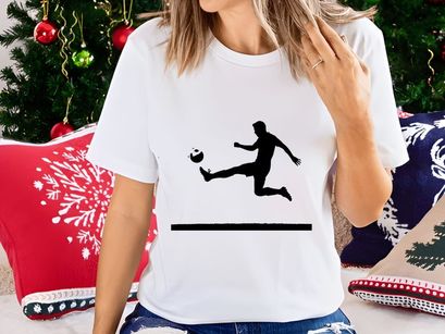 Soccer player kicking a ball in mid air with dynamic movement and skill