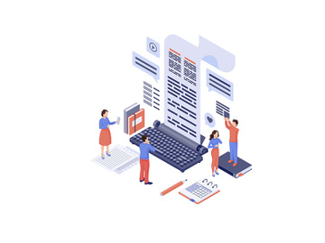 Content marketing isometric vector illustration preview picture