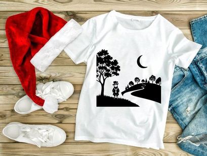 Silhouette man top hat moonlit hillside night landscape art