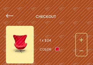 Card details and Checkout screens for Furniture app