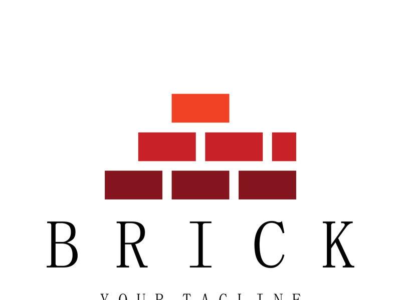 creative brick logo designs for buildings, architectural buildings, civil engineering, building materials shops