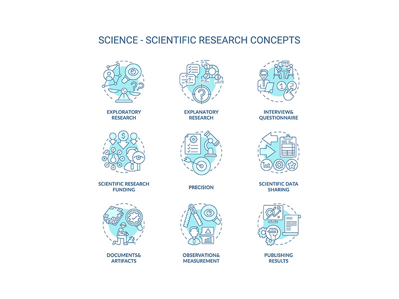 Science and scientific researching concept icons set