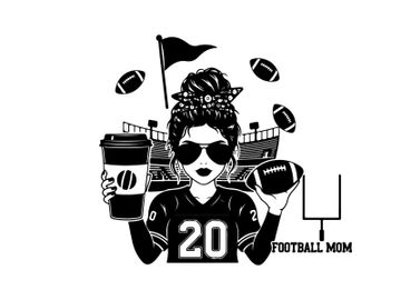 Silhouette of a football mom with sunglasses and footballs preview picture