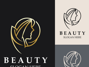Woman Beauty care logo. fresh Nature beauty face saloon and spa design flat vector preview picture