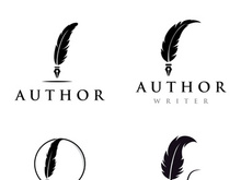 Vintage quill pen logo creative design and with ink.Classic and luxury stationery illustration.
