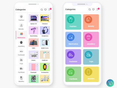 Categories List Mobile App UI Kit