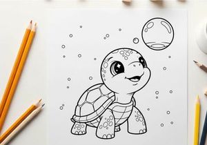 Cute cartoon turtle smiling vector illustration flat design