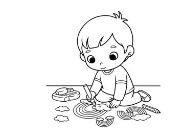 Cute baby cooking pancakes vector illustration flat design preview picture