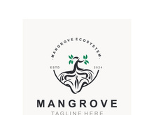Mangrove tree logo nature design Abstract Minimalist Sign Symbol Environment template