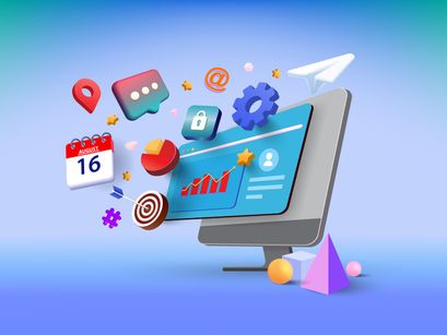 3D Laptop Business Illustration