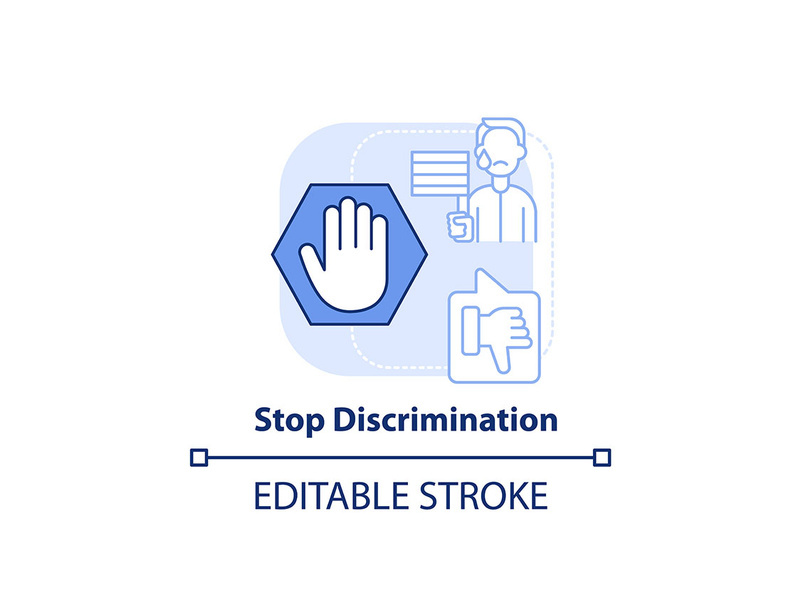 Stop discrimination light blue concept icon