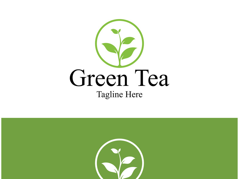 Tea cup logo vector design.Green tea vector logo template.