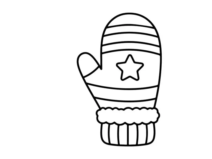 Luva de Natal desenhada à mão com decoração de estrela para designs de comemoração festiva