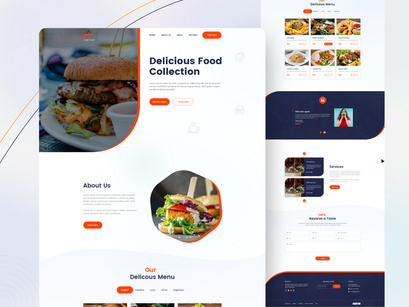 Restaurant Website Design Landing Page - PSD