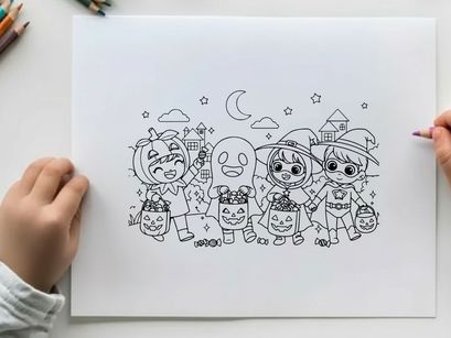 Halloween kids trick or treat vector illustration flat design