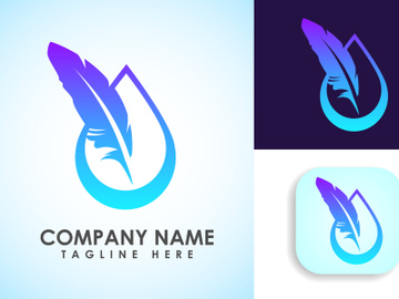 Feather logo design vector template. Feather logo for a writer or publishers. preview picture