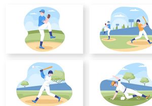 16 Baseball Player Sports Illustration
