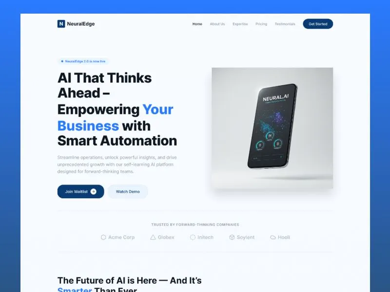 NeuralEdge — AI SaaS Landing Page UI Design | Smart Automation D