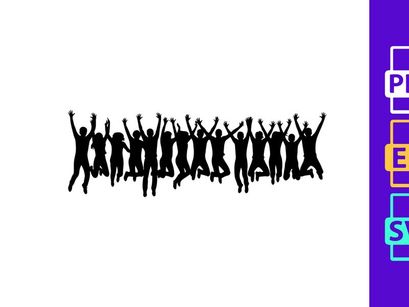 Jumping People Silhouettes Group Celebration Success Freedom