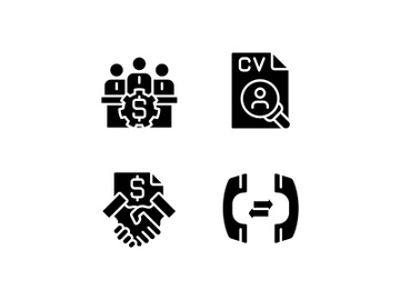 Business operations black glyph icons set on white space preview picture
