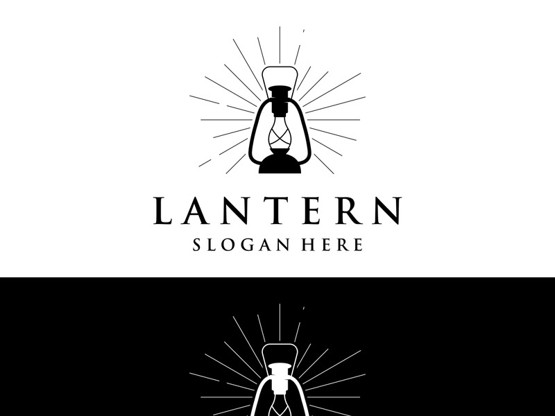 Lantern lamp logo, street lamp,vintage fire lantern.Logo for business, restaurant.