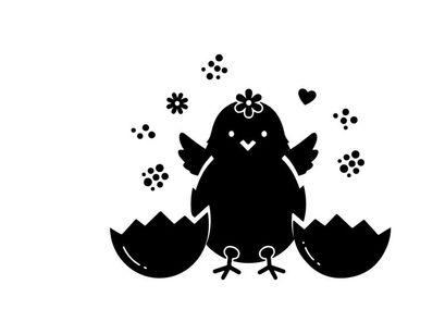 Silhouette of a newborn chick hatching from an egg silhouette