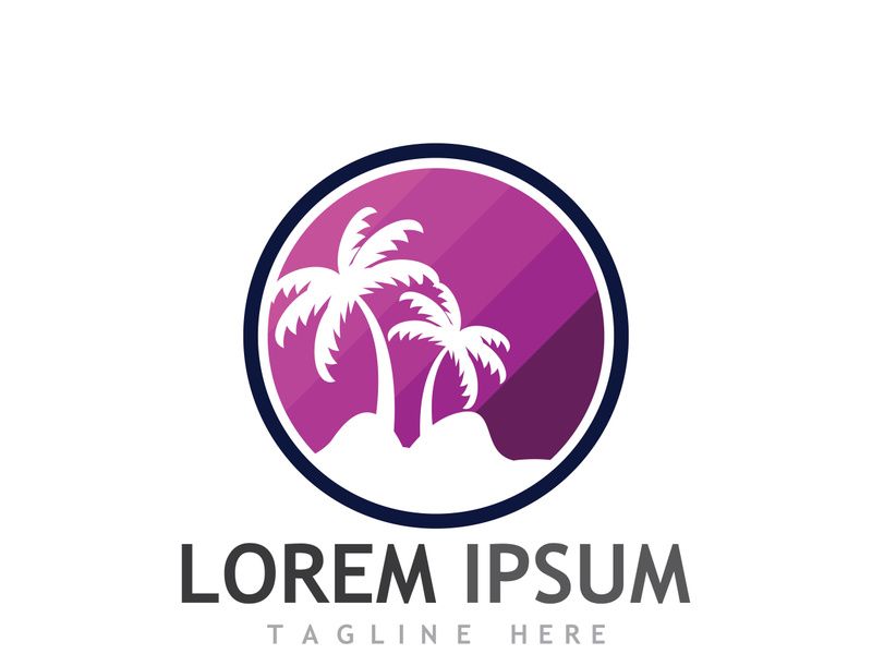 Summer palm tree logo design.