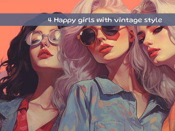 Happy girls with vintage style preview picture