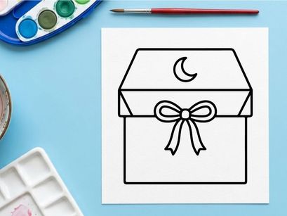 Gift box with decorative ribbon bow. Elegant present packaging tied with festive satin knot for celebrations.