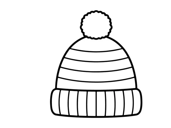 Topi rajut musim dingin buatan tangan dengan tepi terlipat terisolasi di latar belakang putih untuk desain liburan