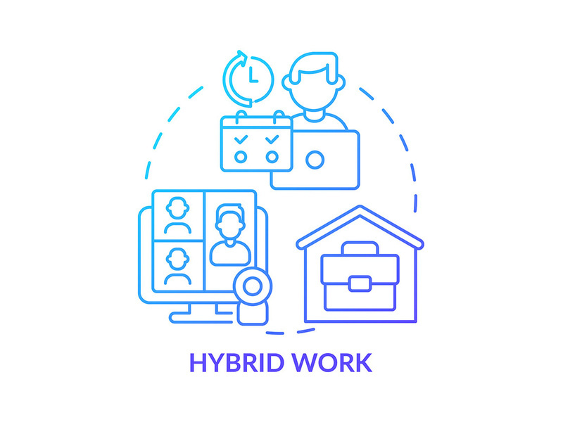 Hybrid work blue gradient concept icon
