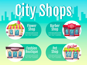 City shop flat color vector informational infographic template preview picture