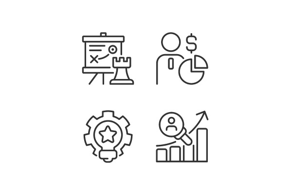 Successful business formula pixel perfect linear icons set