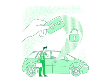 Vehicle access, keyless lock thin line concept vector illustration preview picture