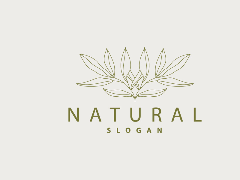 Leaf Line Logo, Beautiful Hand Drawn Design