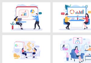 19 Sales Team with Financial Business Vector Illustration