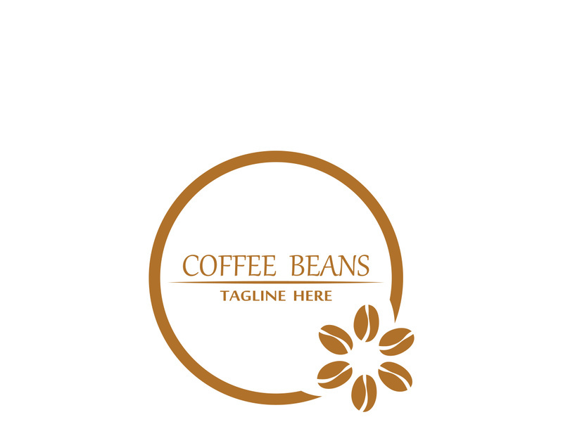 Coffee bean logo for cafe, business, label.