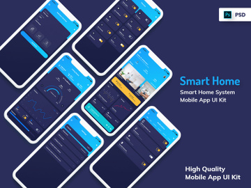 Smart Home Mobile App Dark Version preview picture