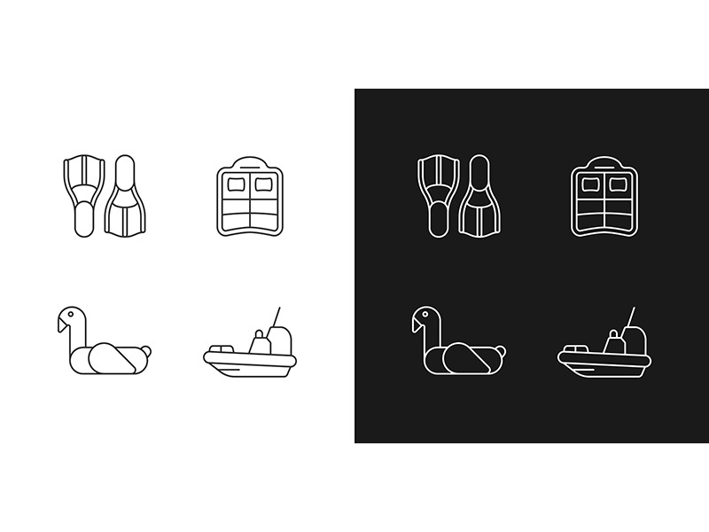 Summer vacations linear icons set for dark and light mode