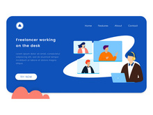 Online meeting for business flat vector illustration