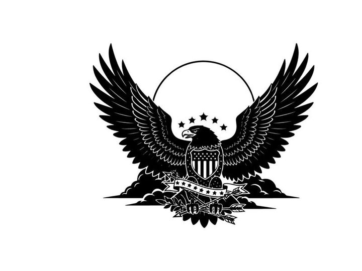 American eagle silhouette with stars and stripes shield