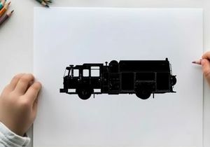 Silhouette of a fire truck vehicle emergency response