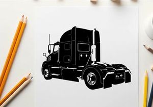 Silhouette of a semi truck with sleeper cabin