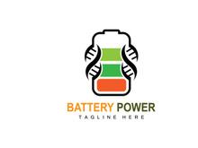 Battery Logo Design, Technology Charging Illustration, Company Brand Vector