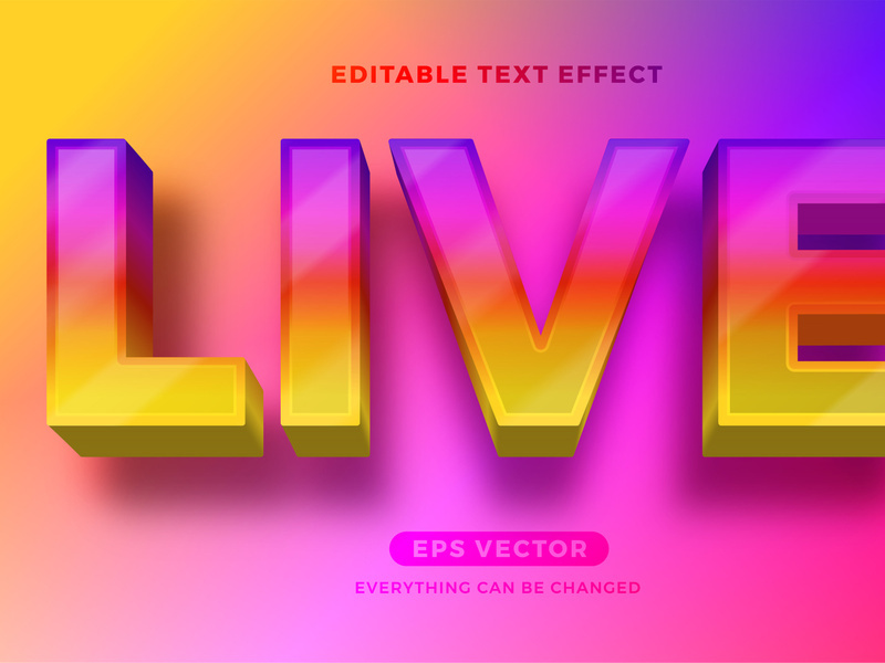 Live editable text effect style vector template